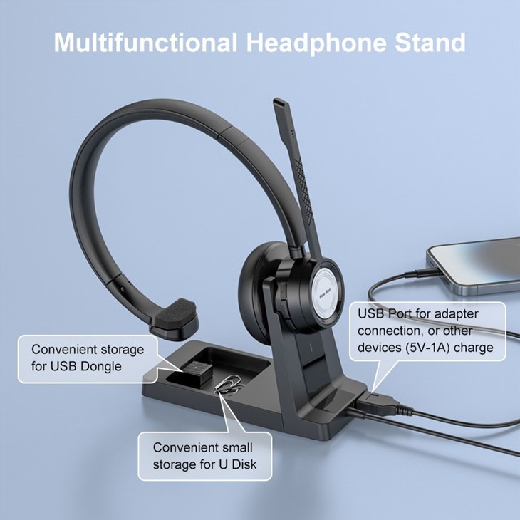 Noise Canceling Bluetooth Headset With Charging Base Noise Canceling Bluetooth Headset With Charging Base
